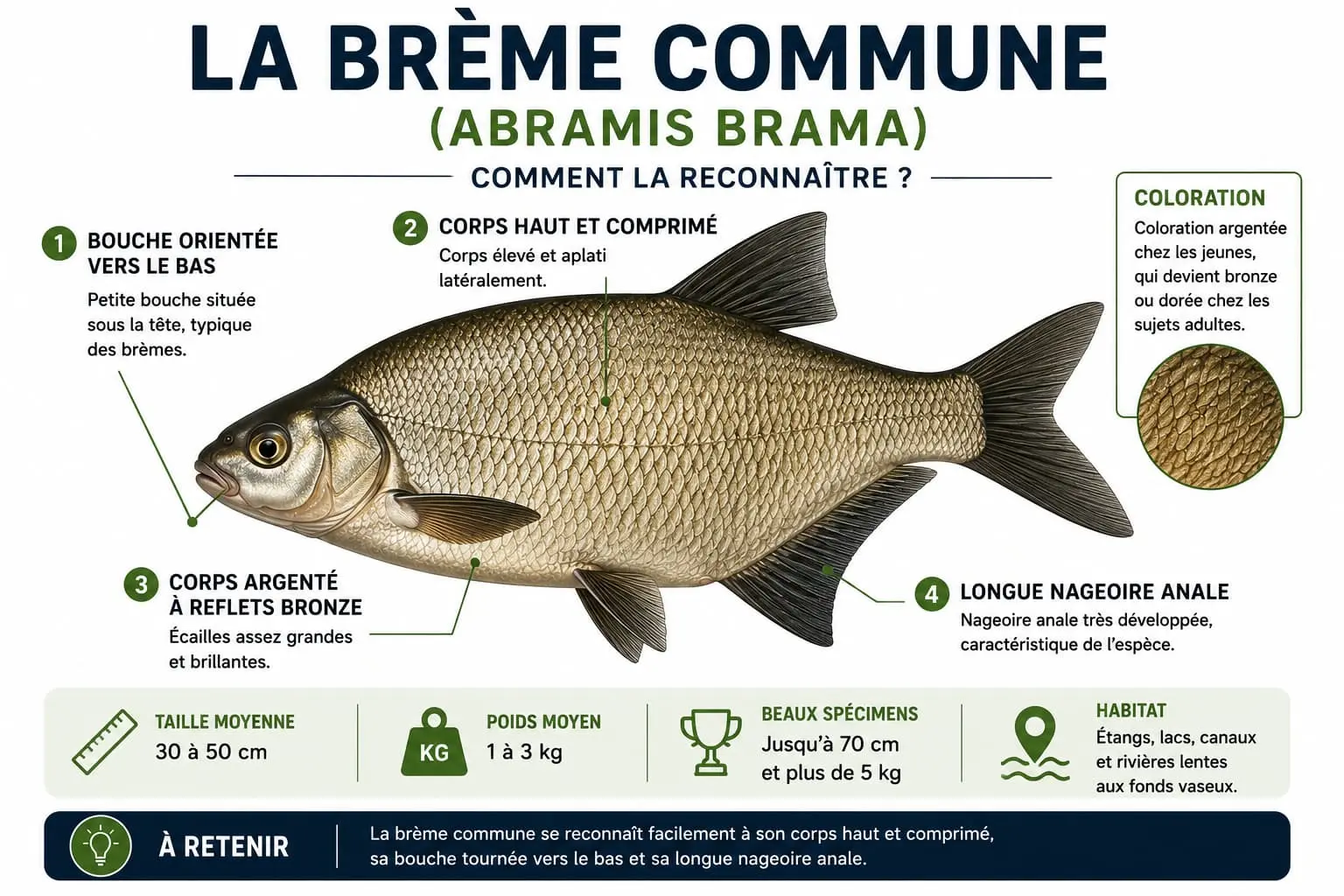 Anatomie et critères d'identification de la brème commune