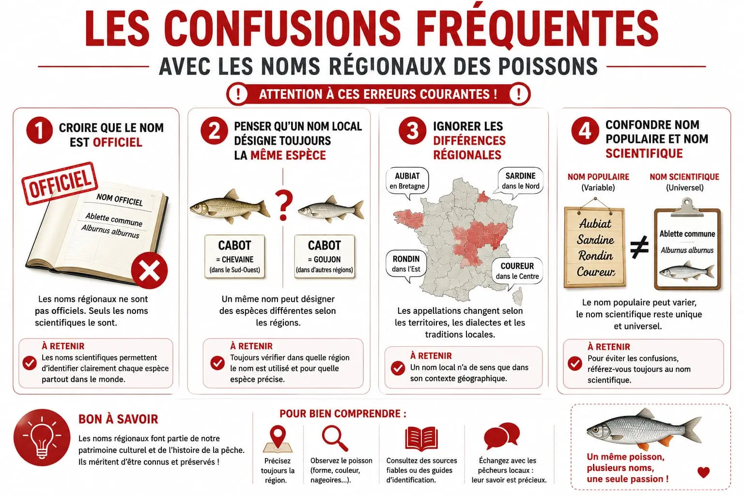Erreurs fréquentes liées aux noms régionaux des poissons en France