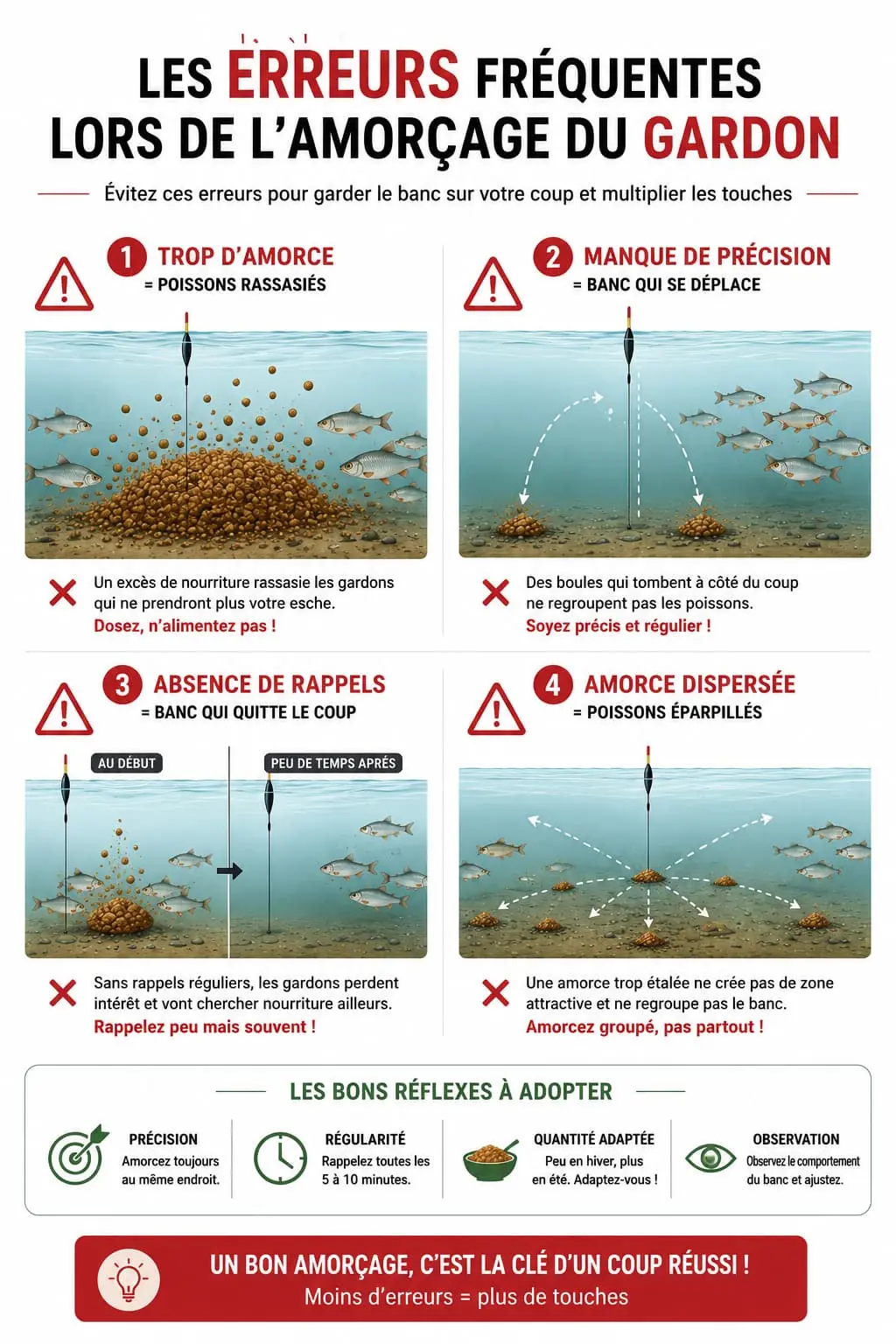 Erreurs fréquentes lors de l’amorçage pour la pêche du gardon