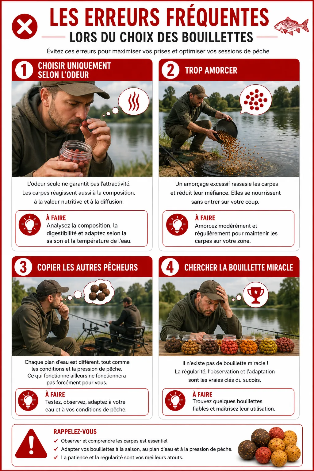 Infographie sur les erreurs fréquentes à éviter lors du choix des bouillettes