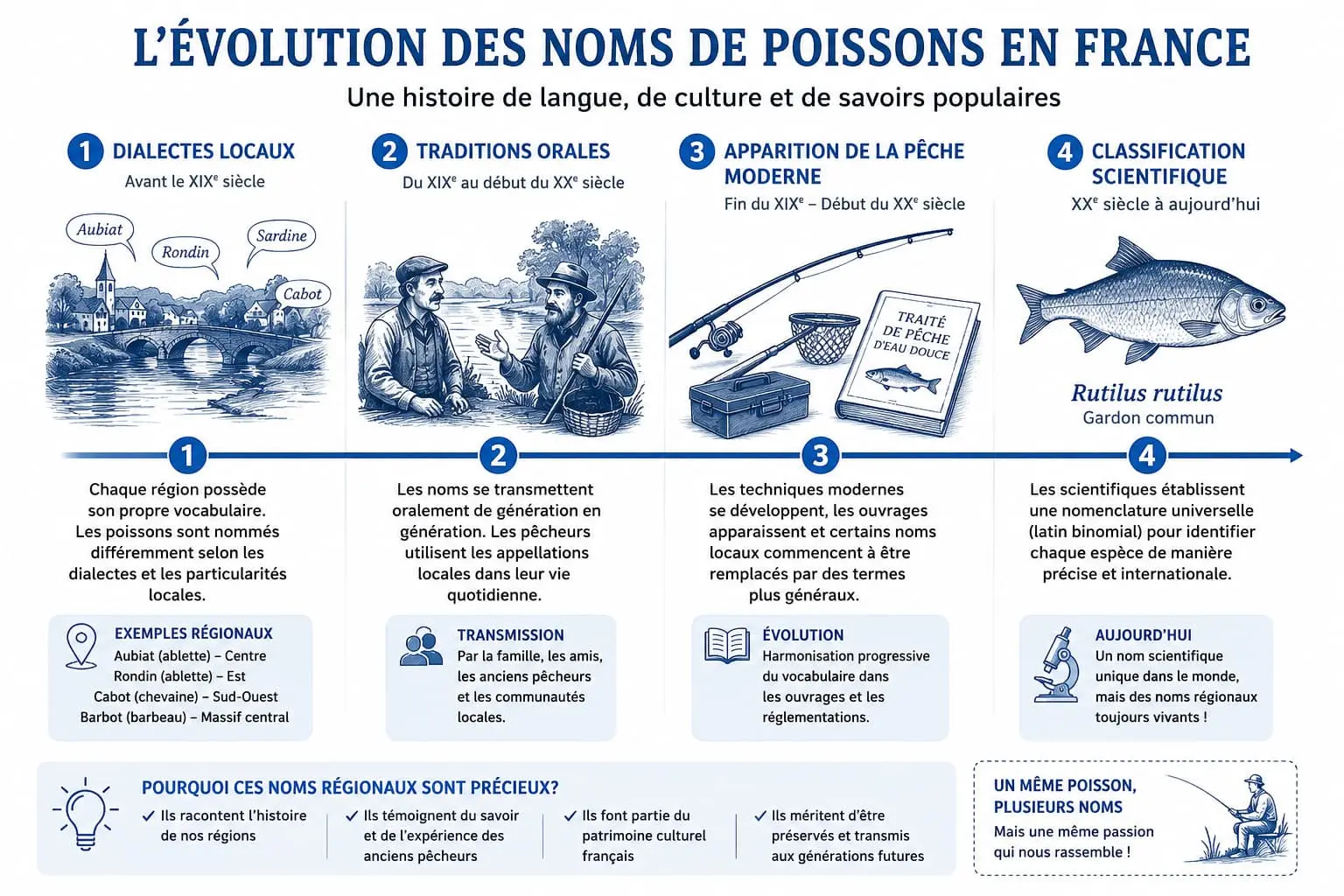 Évolution historique des noms régionaux des poissons en France