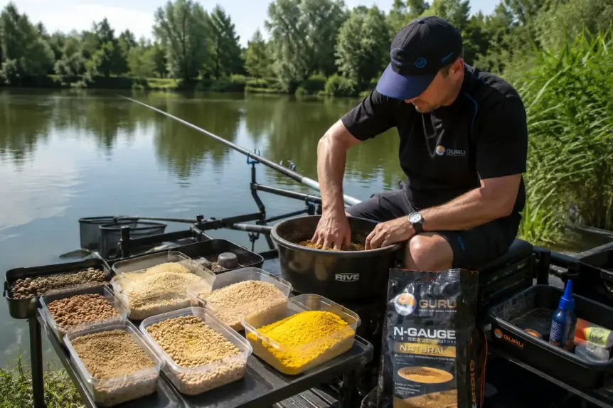 Preparation d une amorce avec farine jaune de Hollande pour la pêche au coup