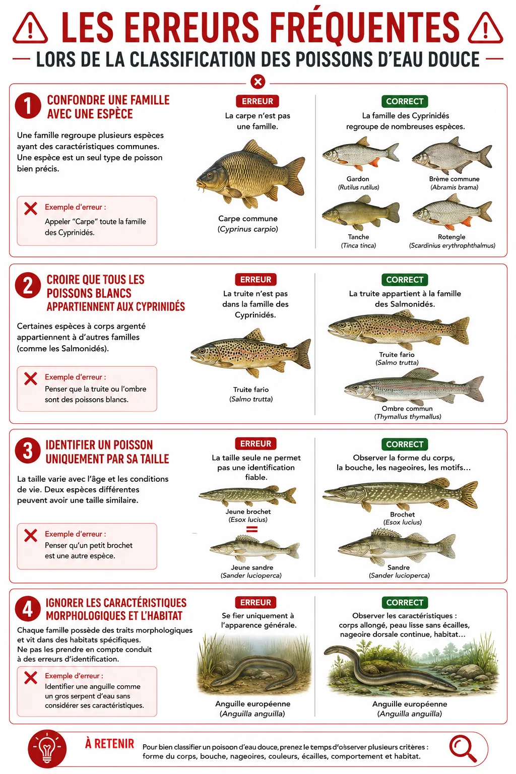 Erreurs fréquentes lors de la classification des poissons d'eau douce