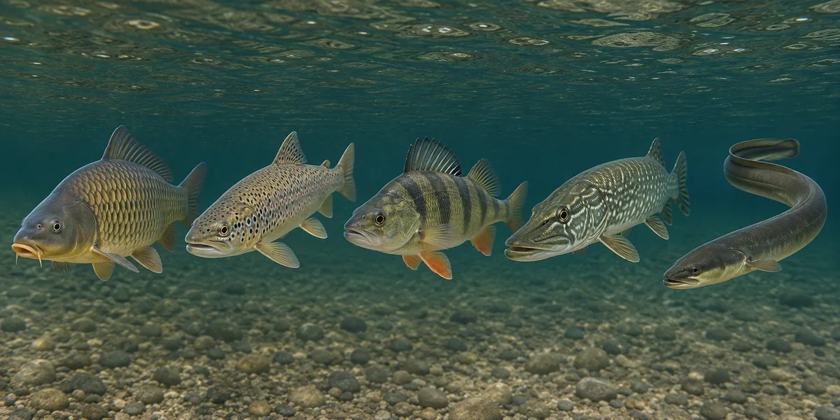 Principales familles de poissons d'eau douce européennes représentées ensemble