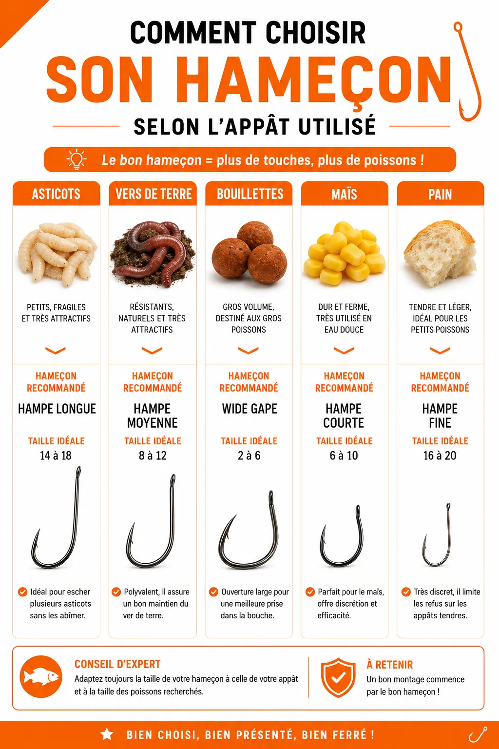 Guide pour choisir un hameçon selon le type d’appât utilisé