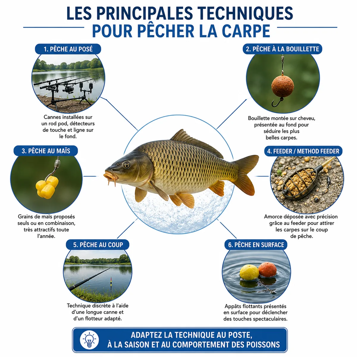 Principales techniques pour pêcher la carpe